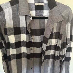 Burberry Black and White Plaid Shirt